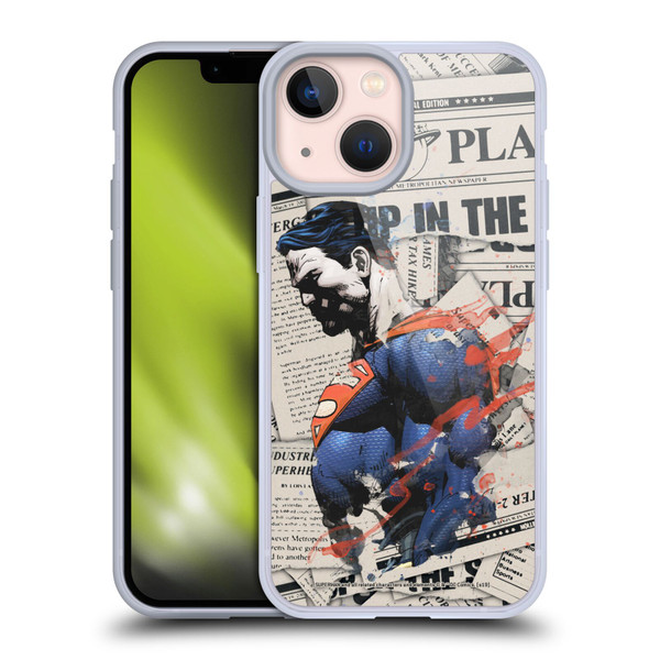 Superman DC Comics 80th Anniversary Newspaper Soft Gel Case for Apple iPhone 13 Mini