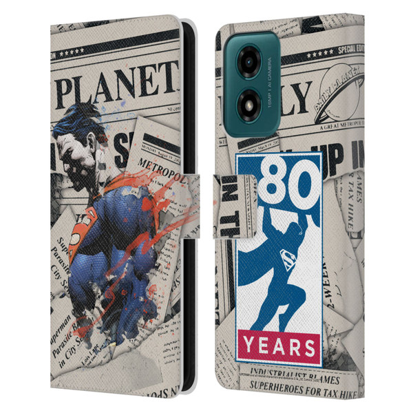 Superman DC Comics 80th Anniversary Newspaper Leather Book Wallet Case Cover For Motorola Moto G04/G04s/G24 4G