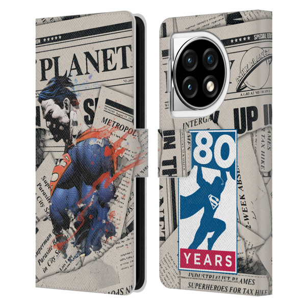 Superman DC Comics 80th Anniversary Newspaper Leather Book Wallet Case Cover For OPPO OnePlus Ace 3 5G