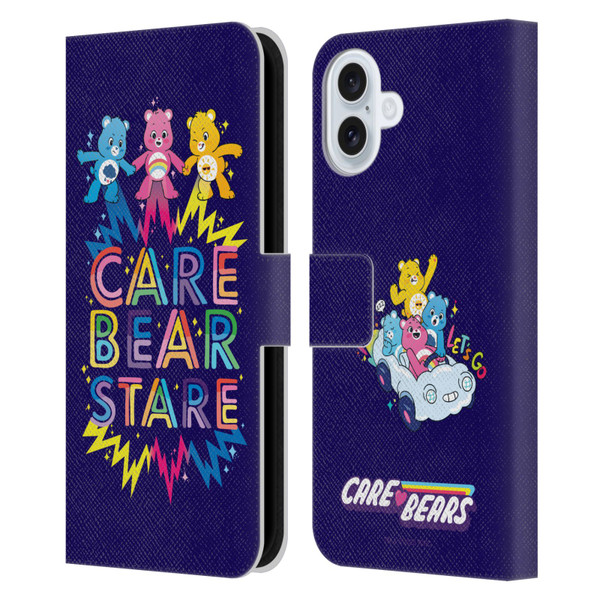 Care Bears 40th Anniversary Stare Leather Book Wallet Case Cover For Apple iPhone 16 Plus