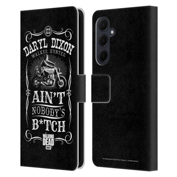 AMC The Walking Dead Daryl Dixon Biker Art Motorcycle Black White Leather Book Wallet Case Cover For Samsung Galaxy A35 5G