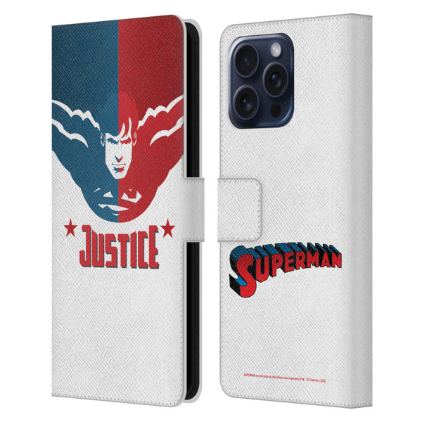 Superman DC Comics Character Art Justice Leather Book Wallet Case Cover For Apple iPhone 16 Pro Max