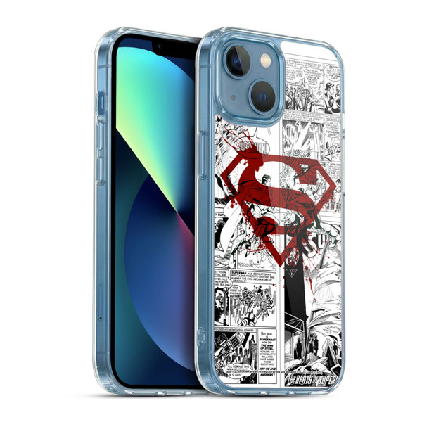 Superman DC Comics Comicbook Art Red Logo Splatter Soft Gel Case for Apple iPhone 13 Mini & MagSafe