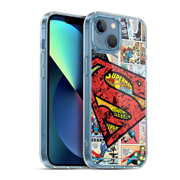 Superman DC Comics Comicbook Art Oversized Logo Soft Gel Case for Apple iPhone 13 Mini & MagSafe