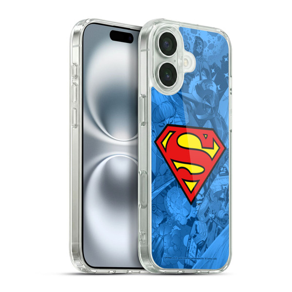 Superman DC Comics Comicbook Art Collage Soft Gel Case for Apple iPhone 16 Plus & MagSafe