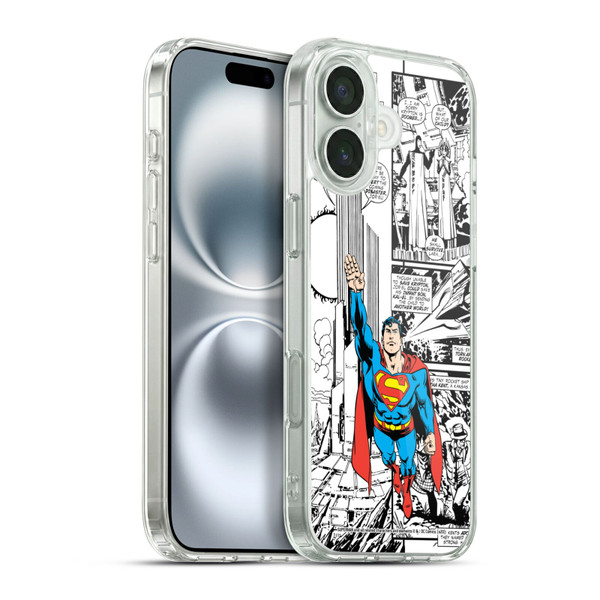 Superman DC Comics Comicbook Art Flight Soft Gel Case for Apple iPhone 16 Plus & MagSafe