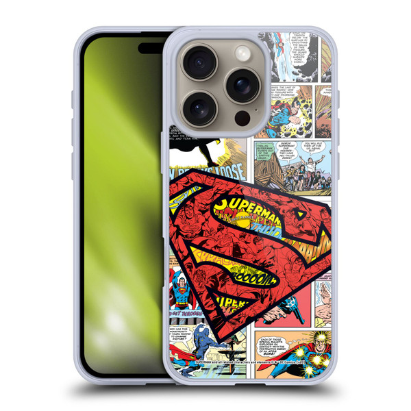Superman DC Comics Comicbook Art Oversized Logo Soft Gel Case for Apple iPhone 16 Pro & MagSafe