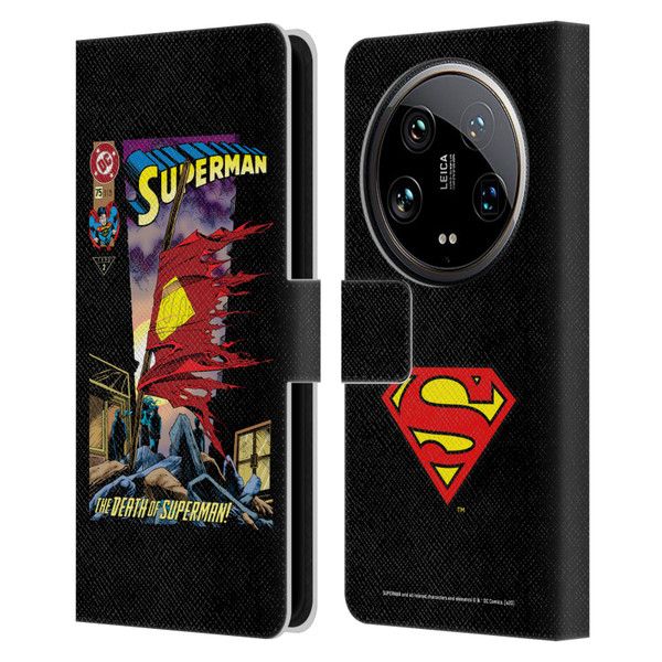 Superman DC Comics Famous Comic Book Covers Death Leather Book Wallet Case Cover For Xiaomi 14 Ultra