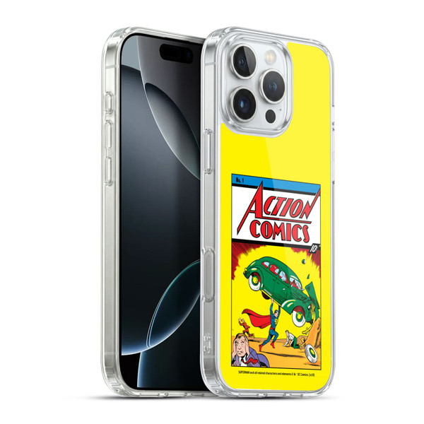 Superman DC Comics Famous Comic Book Covers Action Comics 1 Soft Gel Case for Apple iPhone 16 Pro Max & MagSafe