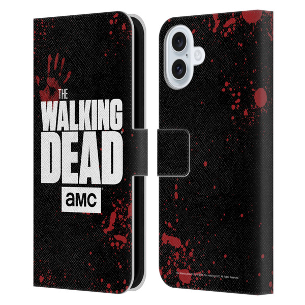 AMC The Walking Dead Logo Black Leather Book Wallet Case Cover For Apple iPhone 16 Plus