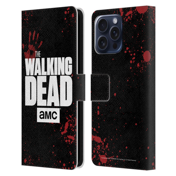 AMC The Walking Dead Logo Black Leather Book Wallet Case Cover For Apple iPhone 16 Pro Max