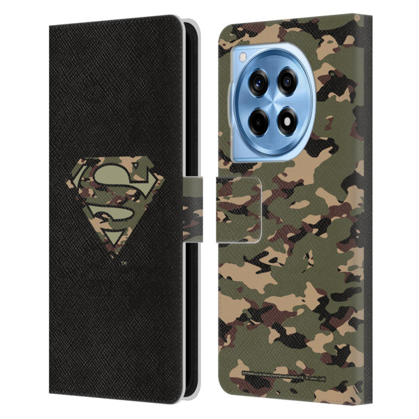 Superman DC Comics Logos Camouflage Leather Book Wallet Case Cover For OnePlus 12R