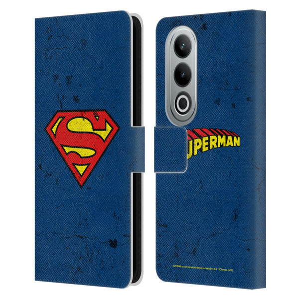 Superman DC Comics Logos Distressed Leather Book Wallet Case Cover For OPPO OnePlus Ace 3V 5G