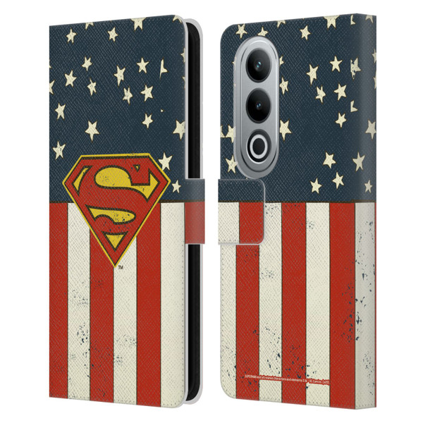 Superman DC Comics Logos U.S. Flag Leather Book Wallet Case Cover For OPPO OnePlus Ace 3V 5G