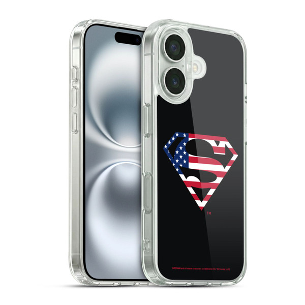 Superman DC Comics Logos U.S. Flag 2 Soft Gel Case for Apple iPhone 16 & MagSafe