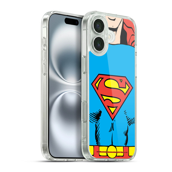 Superman DC Comics Logos Classic Costume Soft Gel Case for Apple iPhone 16 Plus & MagSafe