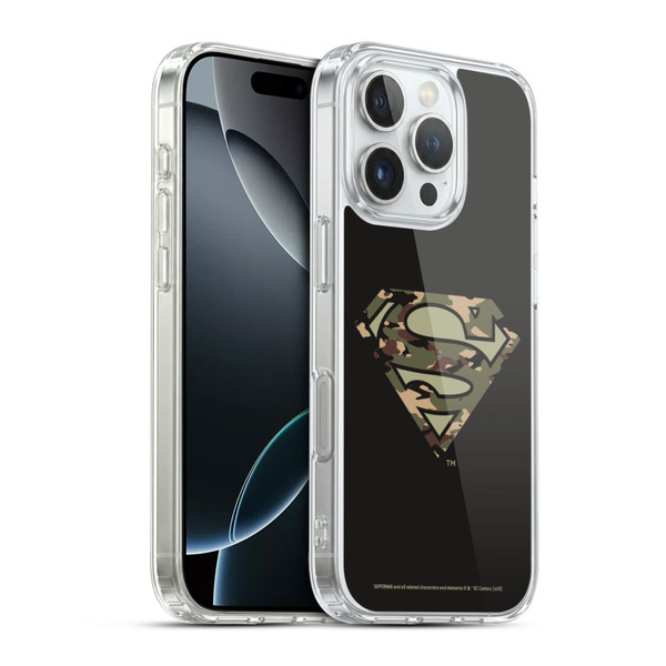 Superman DC Comics Logos Camouflage Soft Gel Case for Apple iPhone 16 Pro & MagSafe