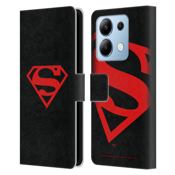 Superman DC Comics Logos Black And Red Leather Book Wallet Case Cover For Xiaomi Redmi Note 13/13 Pro 5G