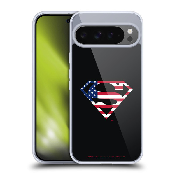 Superman DC Comics Logos U.S. Flag 2 Soft Gel Case for Google Pixel 9 Pro XL