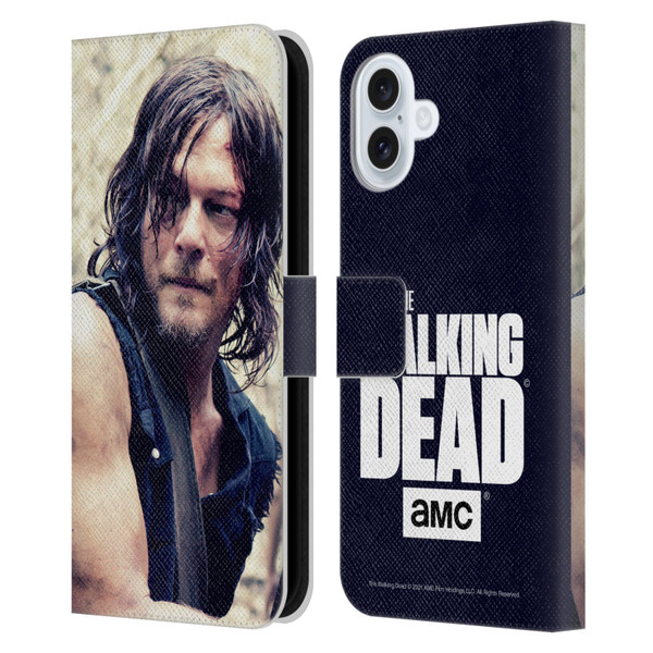 AMC The Walking Dead Daryl Dixon Half Body Leather Book Wallet Case Cover For Apple iPhone 16 Plus
