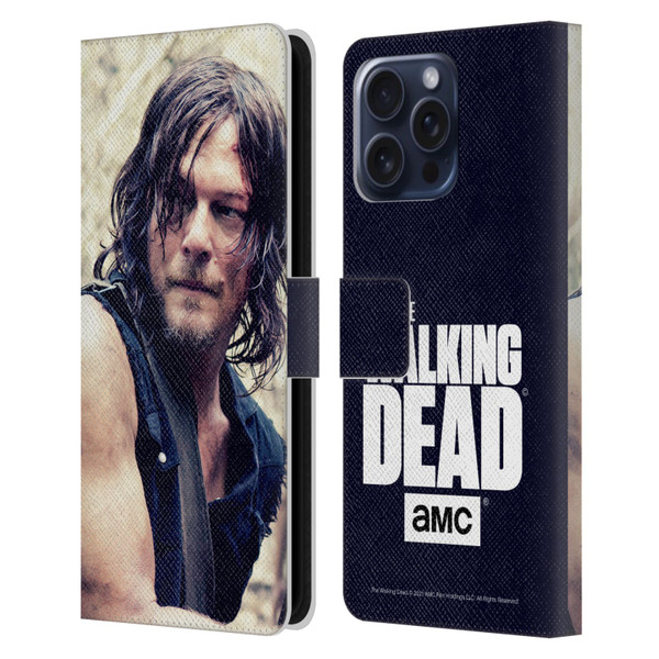 AMC The Walking Dead Daryl Dixon Half Body Leather Book Wallet Case Cover For Apple iPhone 16 Pro Max