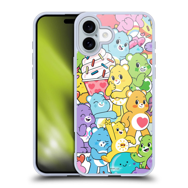 Care Bears Sweet And Savory Character Pattern Soft Gel Case for Apple iPhone 16 Plus