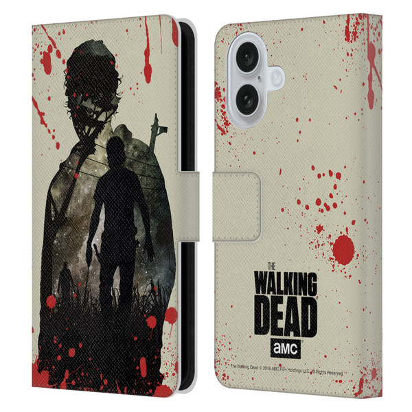 AMC The Walking Dead Silhouettes Rick Leather Book Wallet Case Cover For Apple iPhone 16