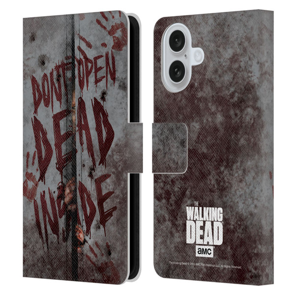 AMC The Walking Dead Typography Dead Inside Leather Book Wallet Case Cover For Apple iPhone 16