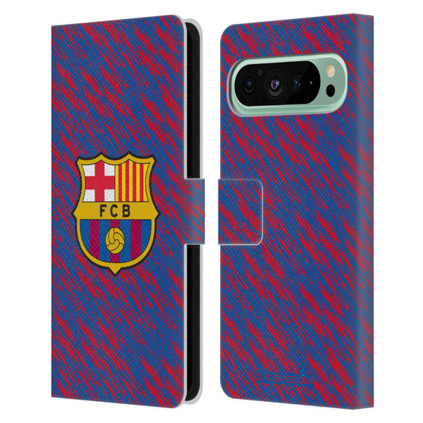 FC Barcelona Crest Patterns Glitch Leather Book Wallet Case Cover For Google Pixel 9 Pro XL