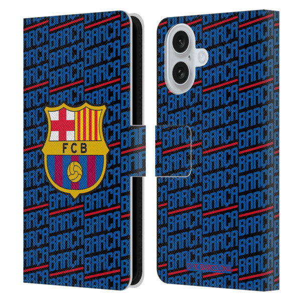 FC Barcelona Crest Patterns Barca Leather Book Wallet Case Cover For Apple iPhone 16