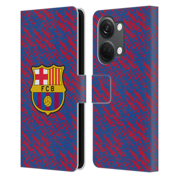 FC Barcelona Crest Patterns Glitch Leather Book Wallet Case Cover For OnePlus Nord 3 5G