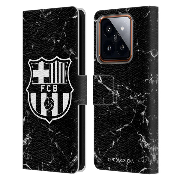 FC Barcelona Crest Patterns Black Marble Leather Book Wallet Case Cover For Xiaomi 14