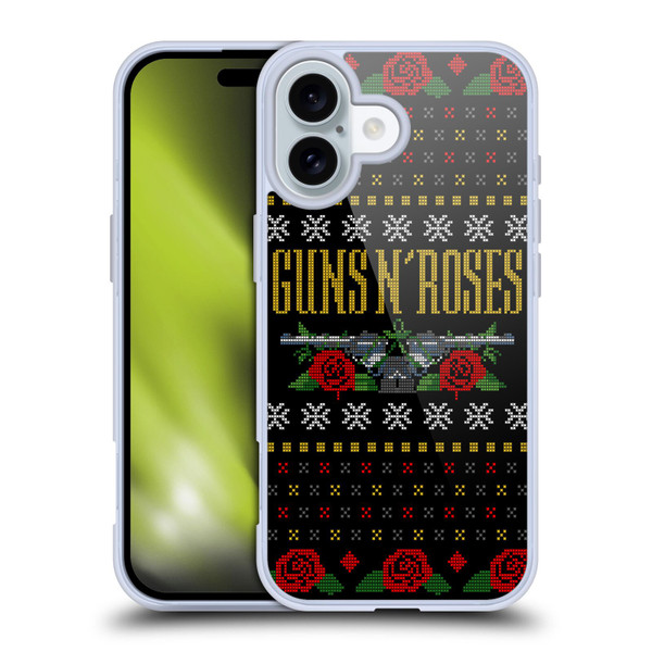 Guns N' Roses Christmas Text Logo Pistol Soft Gel Case for Apple iPhone 16