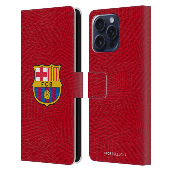 FC Barcelona Crest Red Leather Book Wallet Case Cover For Apple iPhone 16 Pro Max