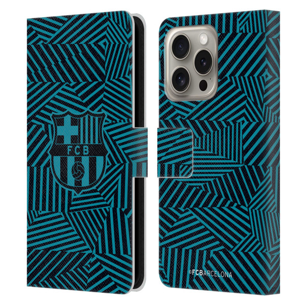 FC Barcelona Crest Black Leather Book Wallet Case Cover For Apple iPhone 16 Pro