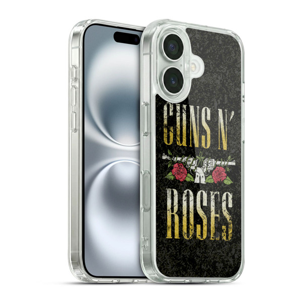 Guns N' Roses Key Art Text Logo Pistol Soft Gel Case for Apple iPhone 16 & MagSafe