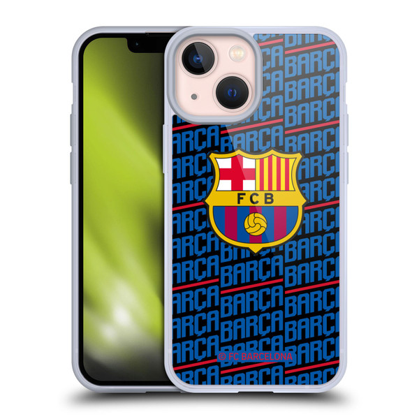 FC Barcelona Crest Patterns Barca Soft Gel Case for Apple iPhone 13 Mini