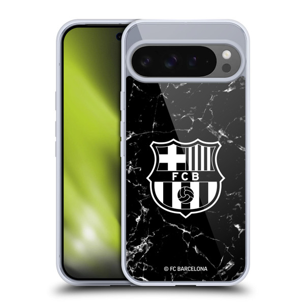 FC Barcelona Crest Patterns Black Marble Soft Gel Case for Google Pixel 9 Pro XL