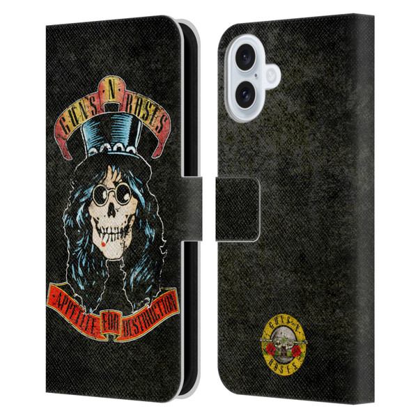 Guns N' Roses Vintage Slash Leather Book Wallet Case Cover For Apple iPhone 16 Plus