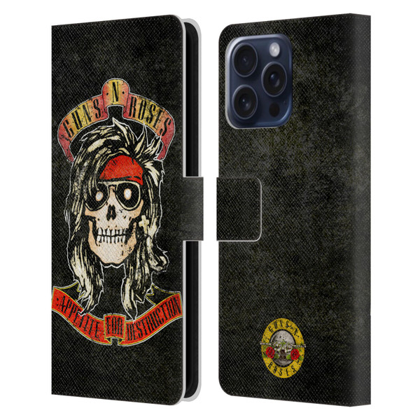 Guns N' Roses Vintage McKagan Leather Book Wallet Case Cover For Apple iPhone 16 Pro Max