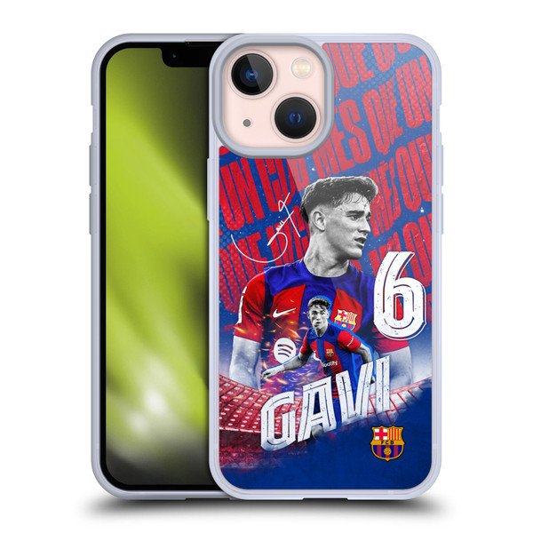 FC Barcelona 2023/24 First Team Gavi Soft Gel Case for Apple iPhone 13 Mini & MagSafe