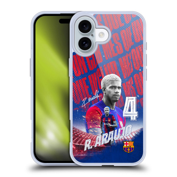 FC Barcelona 2023/24 First Team Ronald Araújo Soft Gel Case for Apple iPhone 16