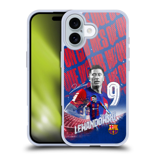 FC Barcelona 2023/24 First Team Robert Lewandowski Soft Gel Case for Apple iPhone 16 & MagSafe
