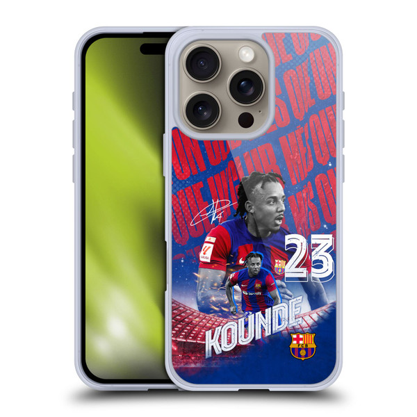 FC Barcelona 2023/24 First Team Jules Koundé Soft Gel Case for Apple iPhone 16 Pro