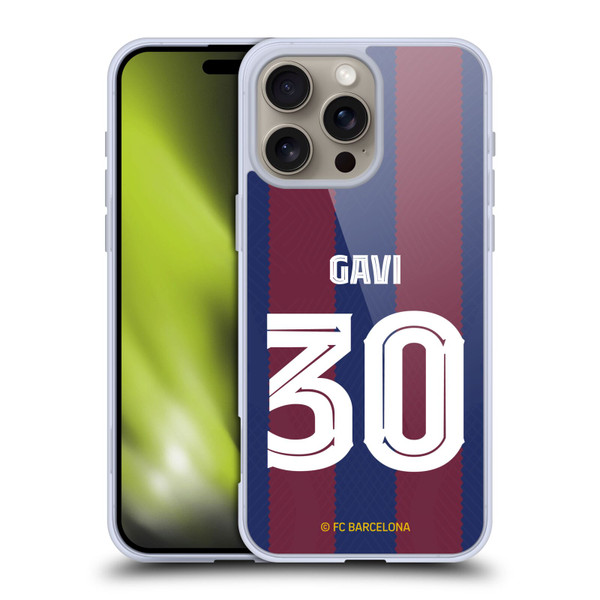 FC Barcelona 2023/24 Players Home Kit Gavi Soft Gel Case for Apple iPhone 16 Pro Max