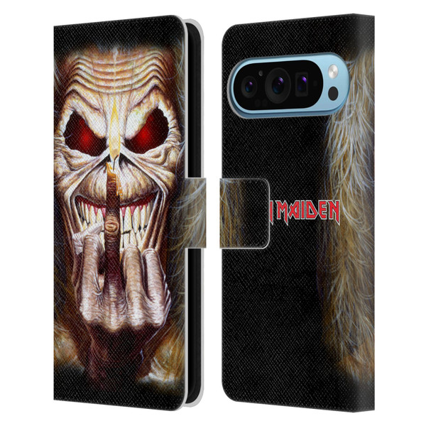Iron Maiden Art Candle Finger Leather Book Wallet Case Cover For Google Pixel 9 / Pixel 9 Pro