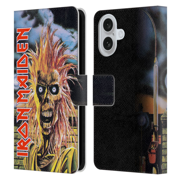 Iron Maiden Art First Leather Book Wallet Case Cover For Apple iPhone 16