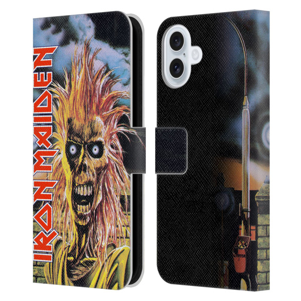 Iron Maiden Art First Leather Book Wallet Case Cover For Apple iPhone 16 Plus