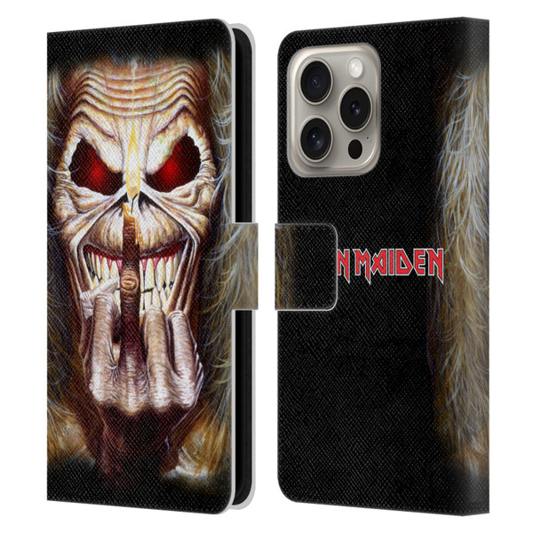 Iron Maiden Art Candle Finger Leather Book Wallet Case Cover For Apple iPhone 16 Pro