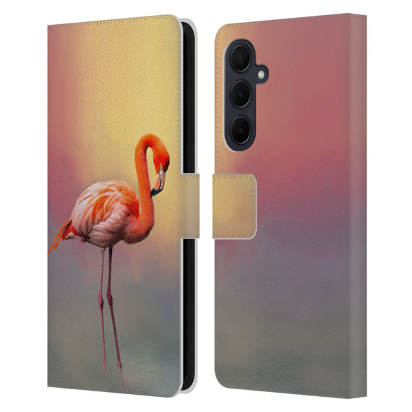Simone Gatterwe Assorted Designs American Flamingo Leather Book Wallet Case Cover For Samsung Galaxy A35 5G